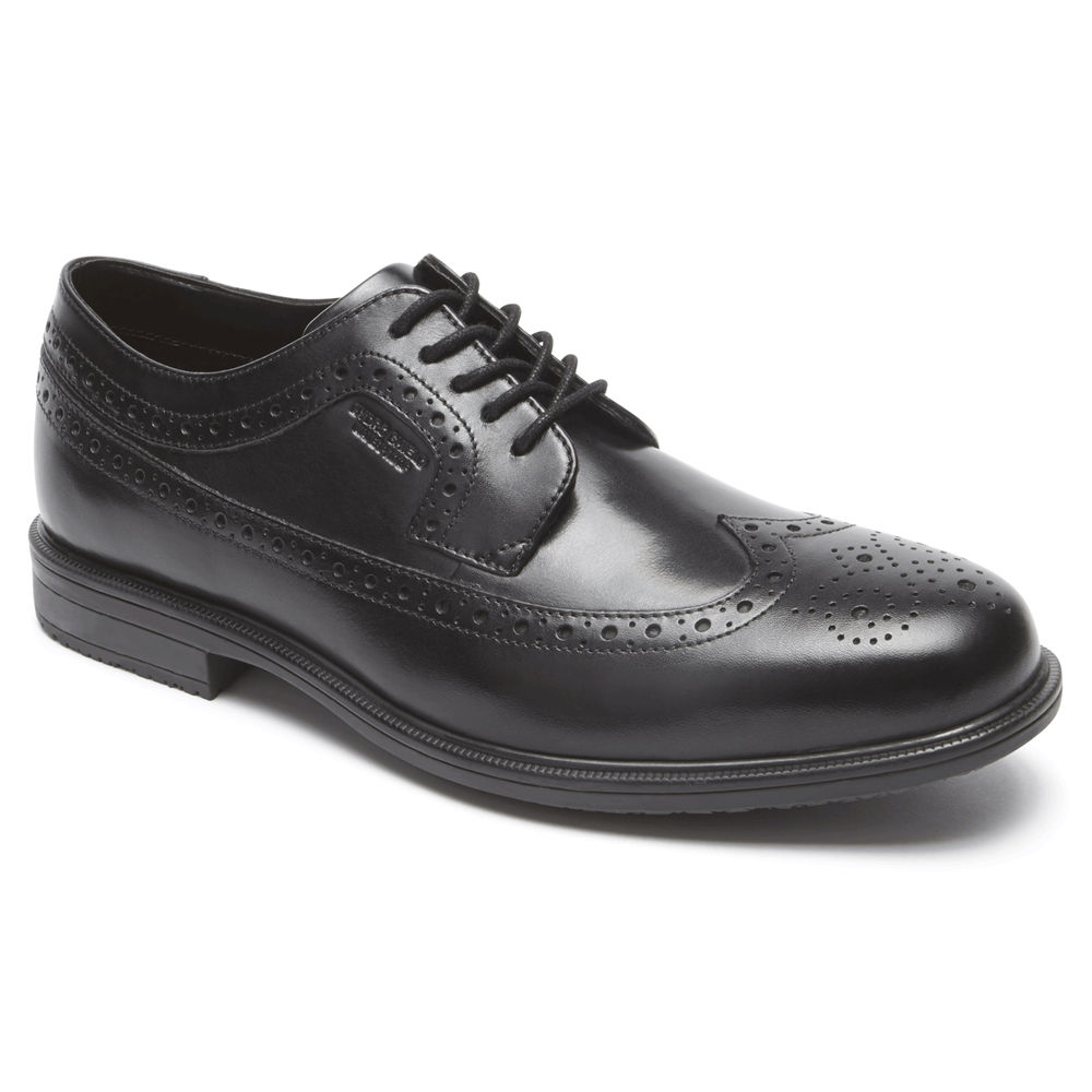 Rockport Mens Dress Shoes Black - Essential Details II Wingtip - UK 856-NIRTBY